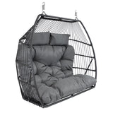 Sunnydaze Andrei Double Hanging Egg Chair with Cushion - 2-Person Outdoor Egg Chair - Includes Polyester Cushion - Dark Gray Sunnydaze