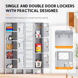INTERGREAT Lockers for Employees, School, Office, Gym, 3 Door Metal Storage Locker Cabinet, Tall Steel Work Locker for Students, Triple Tier Grey INTERGREAT