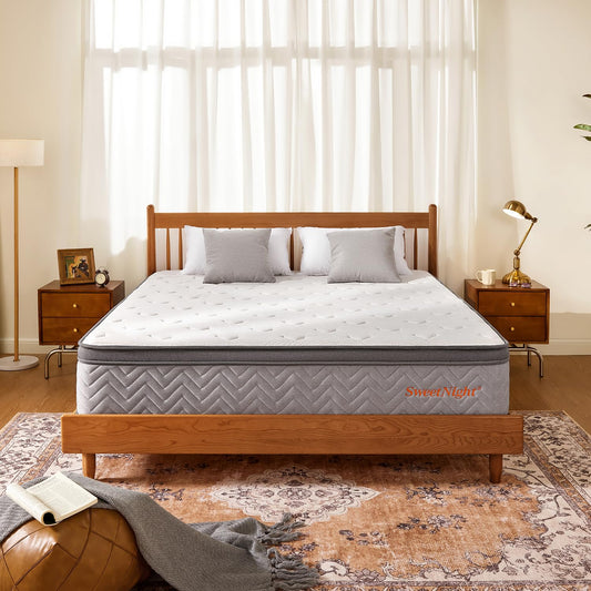 Sweetnight California King Mattress,10 Inch Hybrid Mattress with Individual Pocketed Coils for Pressure Relief & Motion Isolation, Nimbus