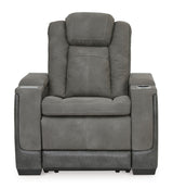 Signature Design by Ashley Next-Gen DuraPella Modern Faux Leather Power Recliner with Adjustable Headrest, Gray Signature Design by Ashley