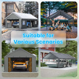 LPdorbe Carport 13"x 25"Heavy Duty Car Port with 4 Roll-up Doors and Ventilated Windows,Portable Outdoor Garage w/Removable Sidewalls for Car,Truck,Tractors,Boats,Party Canopy LPdorbe
