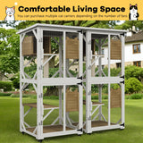 OFIKA Cat House Catio Outdoor Enclosure with Waterproof Roof,71'' cat House & Condos on Wheels for Outdoor Patio,Cat Window Box,Scratching Post（White） OFIKA