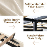 CXVX King Size Bed Frame with Upholstered Headboard, Button Tufted Design, Strong Wooden Slats, No Box Spring Needed, Easy Assembly, Noise Free CXVX