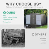 FammyLoft 8x10 FT Outdoor Storage Shed with Windows, Wood & Metal Garden Shed, Outside Storage Shed Waterproof for Backyard, Garden, Patio, 4 Vents (Without Floor) Gray FammyLoft