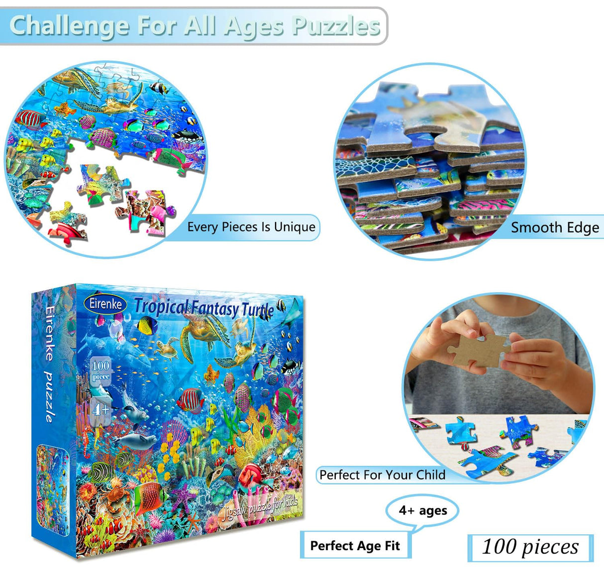 Puzzles for Kids Ages 4-8 Year Old - Underwater World, 100 Piece Jigsaw Puzzle for Kids 4-6-8 Year Old Learning Educational Puzzle Toys Gifts Toddler Puzzles Ages 4-8 for Boys and Girls Eirenke