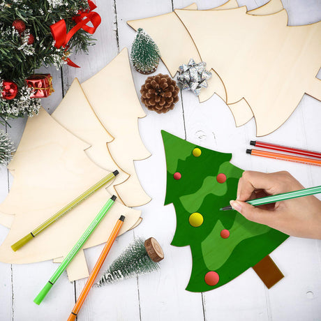 8 x 10 Inch Wooden Christmas Tree Cutout Christmas Unfinished Wooden Ornaments Blank Christmas Tree Craft Wooden Decorations for DIY Christmas Party Decor (12 Pieces) Jetec