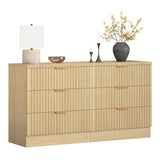 DWVO 6-Drawer Dressers, Chest of Drawers with Fluted Panel, Wide Versatile Storage Dresser Organizer for Living Room, Kitchen and Office, Natural DWVO