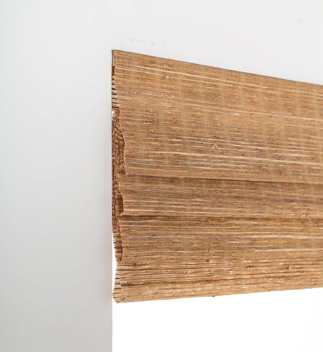 FACIMI Blackout Bamboo Roman Blinds, Roll-Up Natural Woven Shades with 6" H Valance, Custom Light Filtering Bamboo Shades for Windows, Doors, Patio Door, Porch, Light Brown Facimi