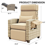 PeacefulHues Outdoor Rattan Recliner, Armrest Console Tray,Patio Lounge, Adjustable Backrest & Footrest 150° Lay Flat, Removable Cushion,Air Pump Chair,for Pool,Balcon,Veranda,Porch,Terrace,Yard PeacefulHues