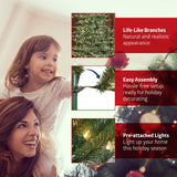 Puleo International 9 Foot Pre-Lit Fraser Fir Pencil Artificial Christmas Tree with 550 UL Clear Lights, Green Puleo International