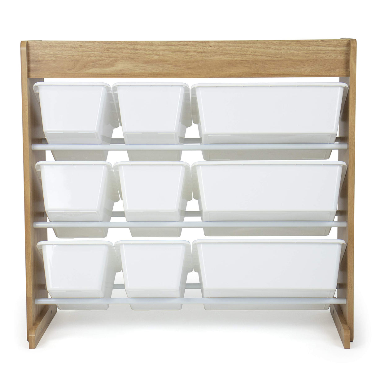 Humble Crew Toy Storage Organizer with Top Shelf and 9 Removable Bins, Natural/White – Toddler Bookshelf with Toy Organizer - Modern Toy Rack Ideal for Kids' Rooms, Playrooms, and Nurseries Humble Crew