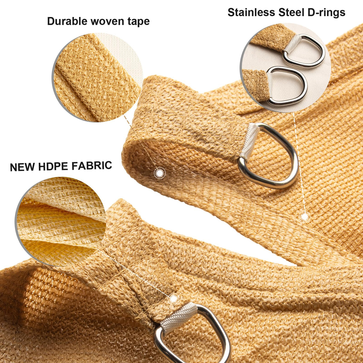 SUNLAX Sun Shade Sail,8'x10' Sand Rectangle Canopy Shades for Outdoor Patio Pergola Cover Sunshade Sails UV Blocking Canovas Covers SUNLAX