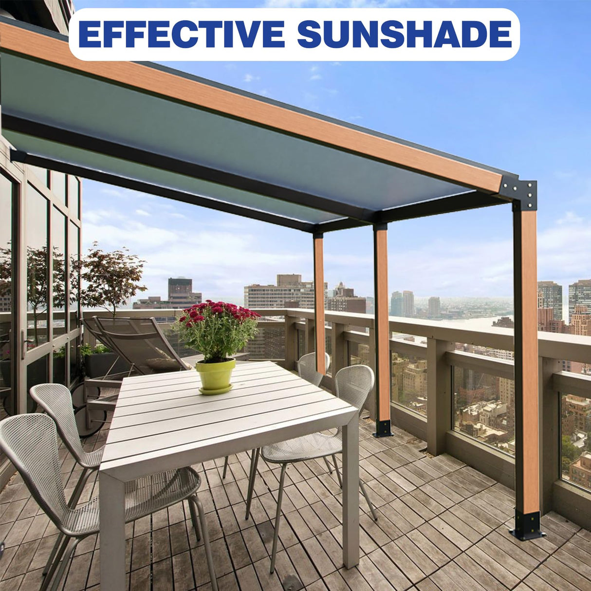 Pergola Kit, 15° 3-Way Slanted Roof Pergola Bracket Set, Powder-Coated Roof Wall Mount Pergola Brackets 4" x 4" (Actual: 3.5x3.5 Inch), Pergola Hardware for Porch Gazebo Backyard (6 pcs) TOCRETOARE