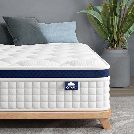 Crystli Full Size Mattress 14 Inch Memory Foam Hybrid Mattress Bed in A Box with Zero Pressure Foam, Innerspring Mattresses for Pressure Relief, Motion Isolation, Medium Firm, CertiPUR-US Certified Crystli