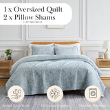Southshore Fine Living, Inc. Farmhouse Quilts Queen Size, Quilt Bedding Set, Lightweight Coverlet Bedspread Full Size, 3-Piece Boho Quilt Set with Two Matching Pillow Shams, Full/Queen, Blue Paisley Southshore Fine Living, Inc.