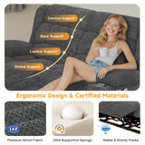 MisUMis RV Loveseat Recliner Sofa, Wall Hugger Reclining Loveseat RV Couch with USB Ports, Cup Holders, Pockets, 150° Adjustable RV Furniture Velvet Fabric Recliners for Travel & Home Theater Seating MisUMis