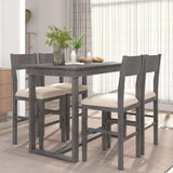 LUMISOL 5-Piece Grey Farmhouse Counter Height Dining Set with Upholstered Chairs LUMISOL