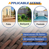 ELPOSUN 7 Pieces Outdoor Patio Furniture Set with 44" Fire Pit Table Brown Rattan Sectional Sofa Conversation Sets for Balcony Lawn and Garden (Gray, 7 pcs w/Fire Table) ELPOSUN