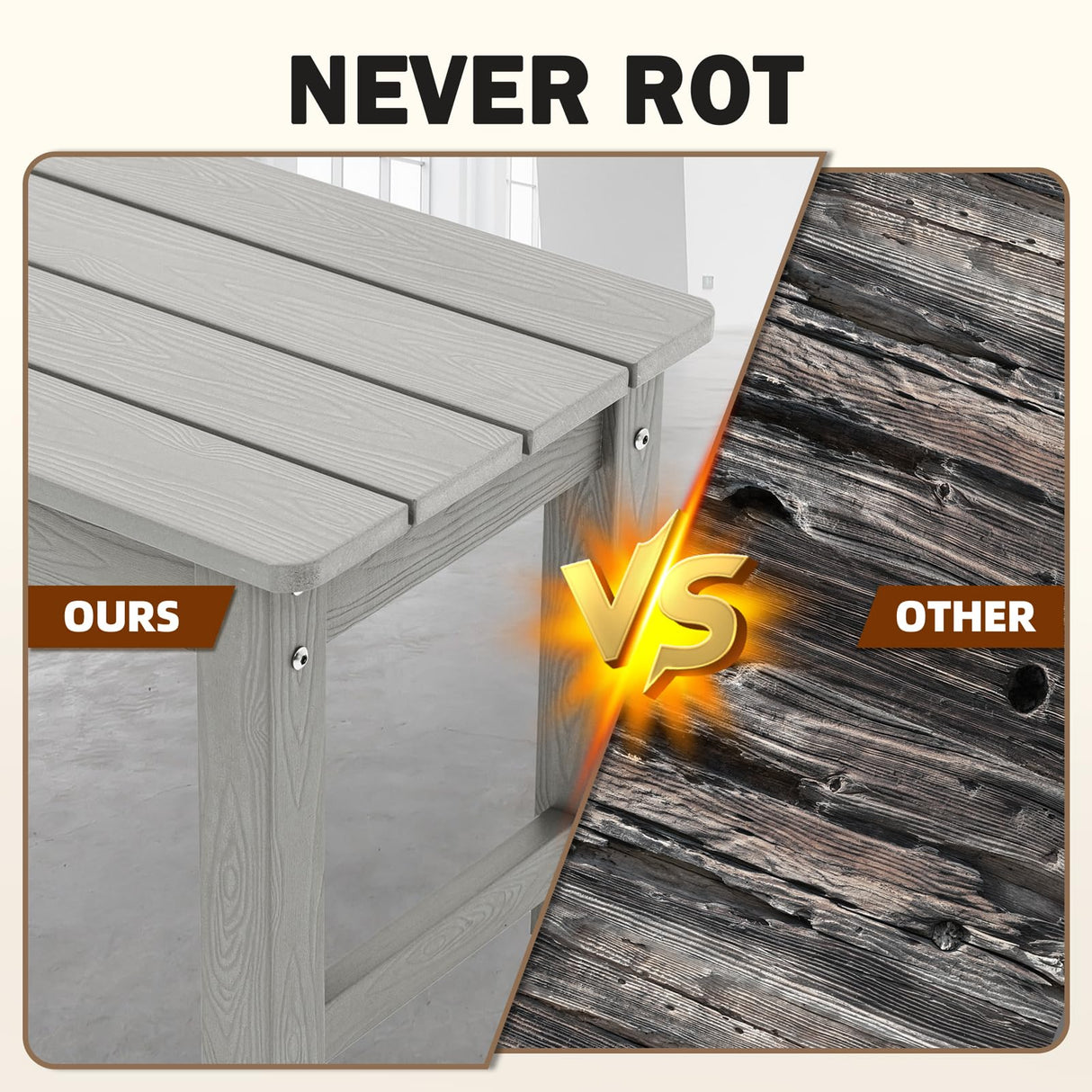 WISHCII Outdoor Bench, Poly Lumber Weatherproof, 2 Person Patio Benches for Outdoors, Never Rot and Fade Backless Bench, Suit for Garden Park and Porch(Grey) WISHCII