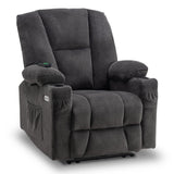 MCombo Fabric Electric Power Recliner Chair with Heat and Vibration, Cup Holders, USB Charge Ports, Extended Footrest, Cloth Powered Reclining for Living Room 8015(Grey) MCombo
