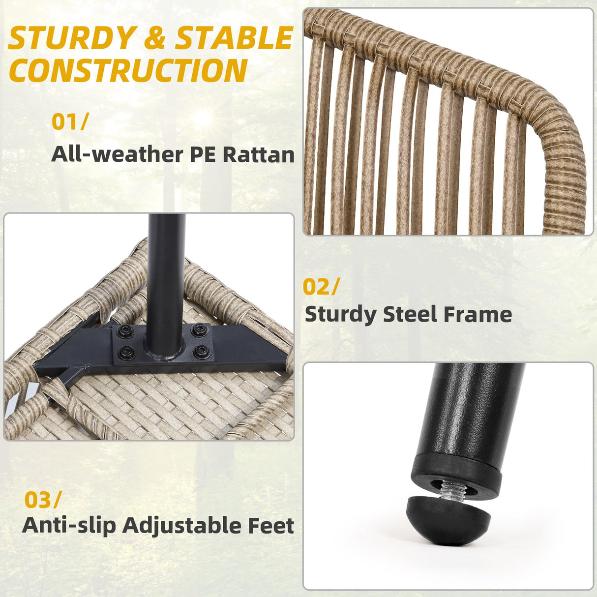 DWVO Bistro Table and Chairs Set of 2, Outdoor Patio Furniture Set with Cushion Chairs and Glass Table, Front Porch Furniture for Backyard, Deck, and Balcony, Gray DWVO