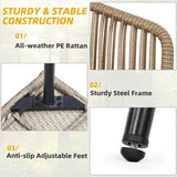 DWVO Bistro Table and Chairs Set of 2, Outdoor Patio Furniture Set with Cushion Chairs and Glass Table, Front Porch Furniture for Backyard, Deck, and Balcony, Gray DWVO