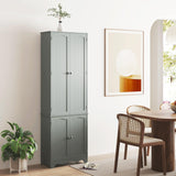Yusong 72'' Tall Kitchen Pantry Cabinet, Freestanding Storage Cabinet with Doors and Shelves, Wooden Food Pantry Farmhouse Cupboard Buffet for Kitchen Dining Living Room, Gray Yusong