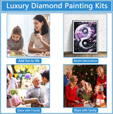 QINRUBB DIY Tai Chi Diamond Art Kit for Adults Beginners, Full Drill Yin Yang Diamond Painting Kits, 5D Cherry Blossom Painting by Numbers DIY Sun and Moon Craft Kits for Home Wall Decor 12x16 inch QINRUBB