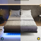 Full Size Modern Floating Bed Frame with Smart LED Lights, USB Charging Station, Sturdy Metal Platform, No Box Spring Needed, and Easy Assembly Liians