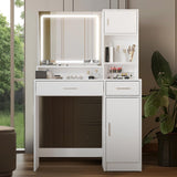 MIRROTOWEL Vanity Desk with Mirror and LED Light Strip,Dressing Table with Large Drawer, 3 Level Storage Dresser & 3 Lighting Modes Adjustable Brightness, Suitable for Bedroom MIRROTOWEL