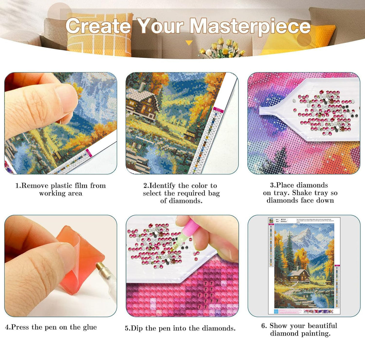 Diamond Art Kits for Adults - 3 Pack Landscape Diamond Painting Kits for Adults, 5D Round Full Drill Landscape Gem Art, Paint by Diamonds Pictures DIY Crafts Kits 12x16inch Axquilon