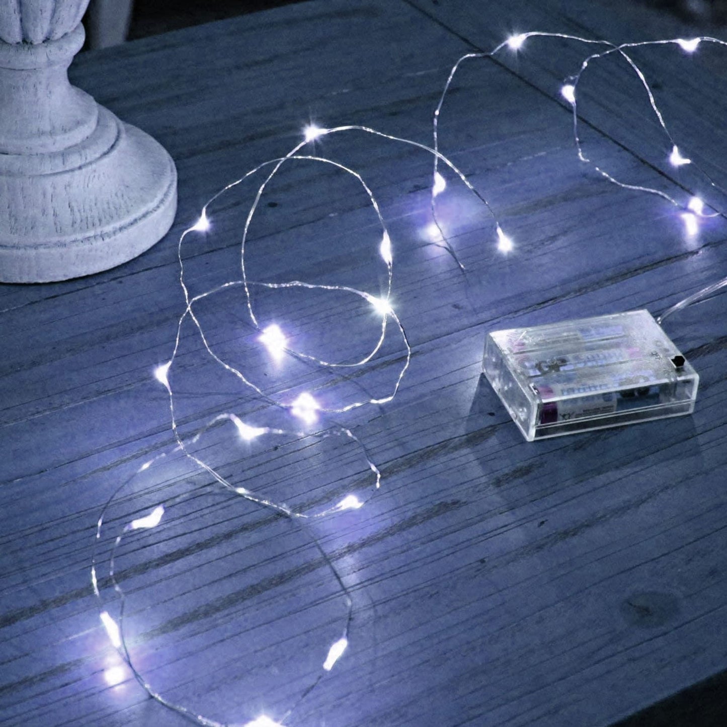 Dazzle Bright Fairy Lights Battery Operated, 20 FT 60 LED Silver Wire Waterproof Battery Operated String Lights, Christmas Decorations for Indoor Outdoor Bedroom Yard Decor, White