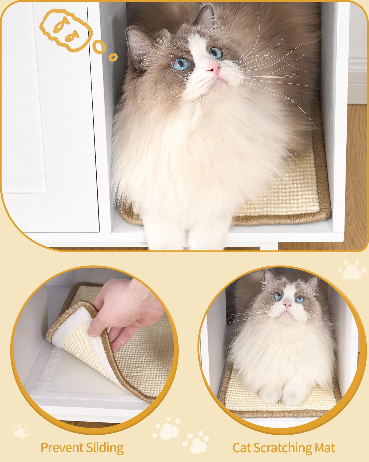 Hzuaneri Cat Litter Box Enclosure Enclosed, Hidden Litter Box Cabinet Furniture with Storage, Wooden Indoor Cat House Large, Modern End Table for Living Room Entryway, White CB01513W Hzuaneri