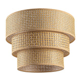 Mateyrie Rattan Lamp Shades for Floor Lamps Pendant Light Hanging Lamp Replacement, 3-Tier Drum Lamp Shade with Rattan Woven for Living Room Dining Hall Way Bedroom (Khaki) Mateyrie