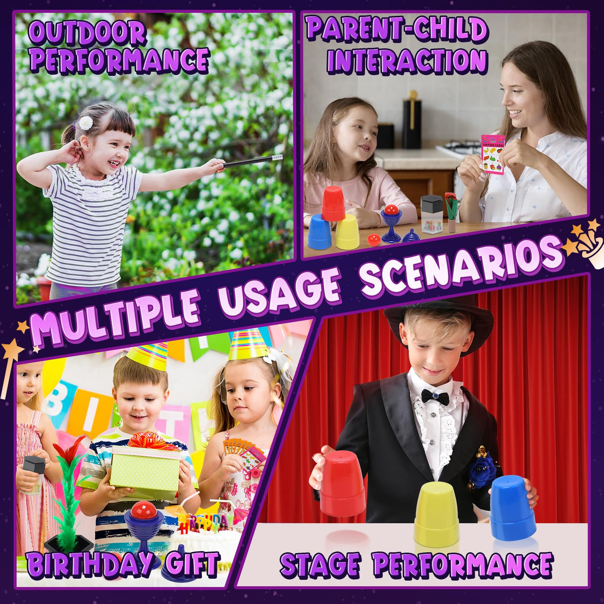 Skirfy Magic Kit-Magic Tricks for Kids Ages 6-8,75+ Magic Kit for Kids 8-12 with Flattern The Dice,Acacia Rabbit, for Kids Boys Girls Skirfy