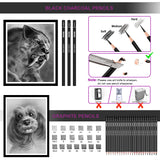HIFORNY 36 PCS Sketching Drawing Pencil Set,Sketch Pencils Art Supplies with Graphite,Charcoal,Blending Tools,Accessories,Drawing Kit for Adults Artists in Canvas Roll Up Case HIFORNY