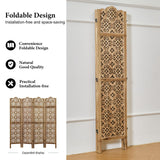 Svimi 5.75Ft Room Divider Wood Carved Wall Divider Indoor Folding Portable Partition Screen for Home Office Garden Terrace - 4 Panel (Antique Brown) Svimi