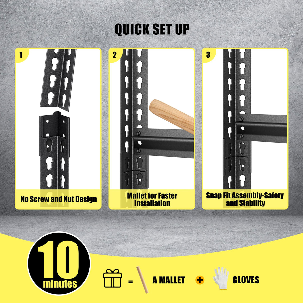 SDXYSTCE 48" W Garage Storage Shelves Heavy Duty, 3000LBS Loads Adjustable Garage Shelving, 5-Tier Metal Shelving Units and Storage Racks, Industrial Utility Shelf,48" Wx24 Dx78 H, Black SDXYSTCE