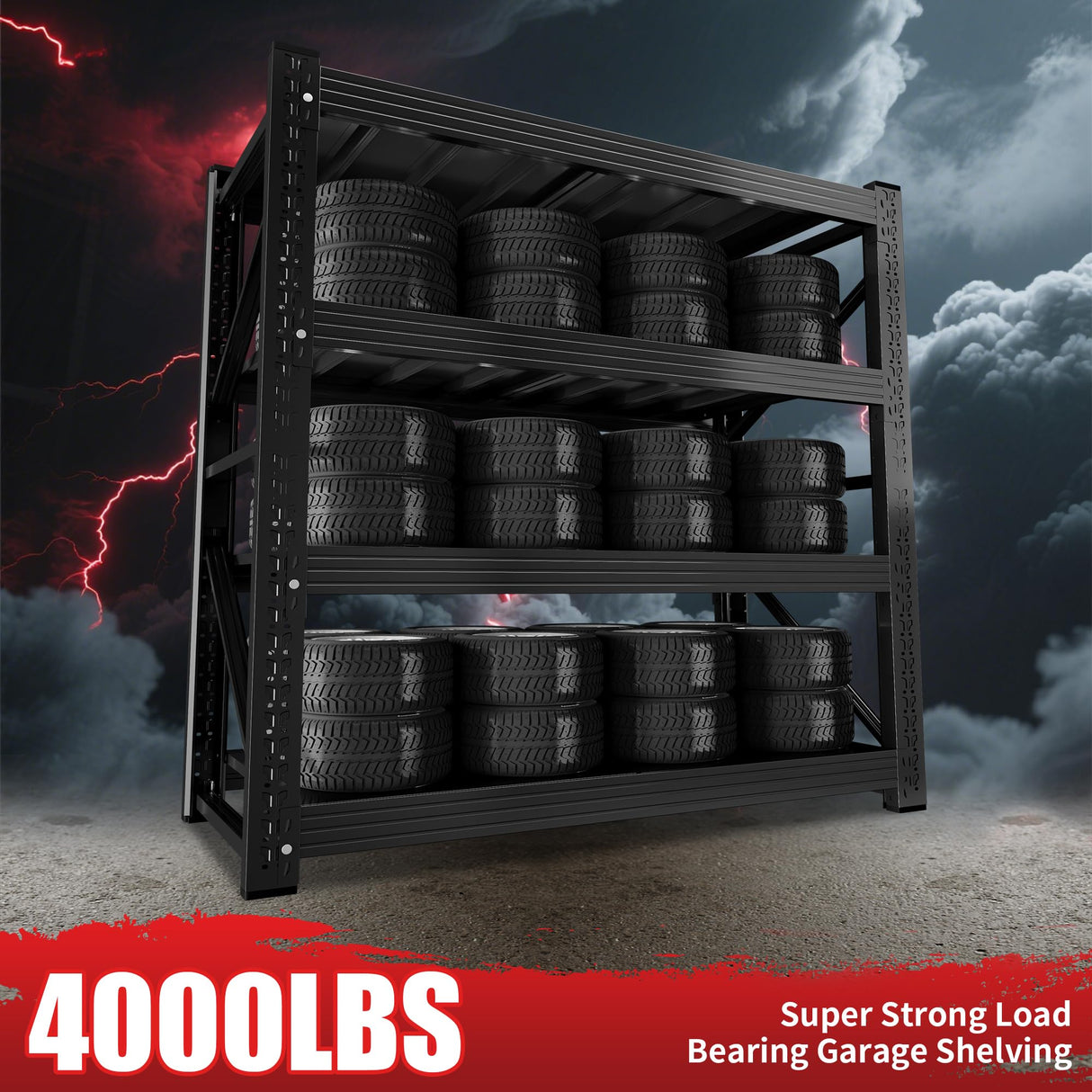 CXUZCZ 4000LBS Garage Shelving 48" W Garage Shelving Heavy Duty 4-Tier Metal Storage Shelves Adjustable Shelf Unit Storage Rack for Basement Supermarket Warehouse 48" W x 24" D x 78" H Black CXUZCZ