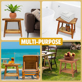 SENSUNIQ Corner Shower Stool 16 in, Brown Sturdy Shower Bench Seat with Storage Shelf - Leg Shaving, Sitting, Towels Holder, Step Foot Rest Shaving Stool - Easy Assemble SENSUNIQ