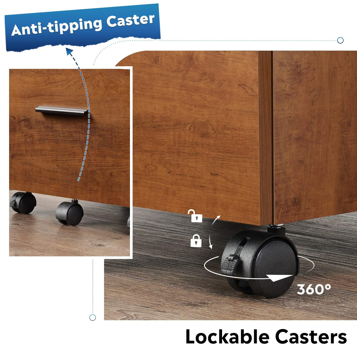 DEVAISE 2 Drawer Wood File Cabinet, Mobile Lateral Filing Cabinet with Storage, Letter Legal Size, Walnut DEVAISE
