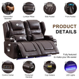 DRMBOOK RV Power Loveseat Recliner Sofa, Leather Double Wall Hugger Reclining Sofa, Home Theater Seating Chair with Cup Holders, 2 Person Couch RV Furniture for Living Room, Brown DRMBOOK