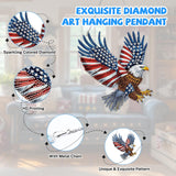 Bowetile Bald Eagle 5D Diamond Art Hanging Kits for Adults, American Flag Diamond Painting Window Pendant Kits, Special Shape Patriotism Gem Art Suncatchers Ornament for Home Garden Wall Decor Bowetile