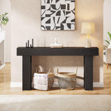 Tribesigns 63-Inch Long Console Table, Wooden Rectangular Sofa Table Behind The Couch, Farmhouse Entryway Table for Entrance, Hallway, Living Room (Black) Tribesigns