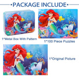 LELEMON Pretty Puzzles for Kids Ages 4-8,100 Piece Puzzles for Kids,Educational Kids Puzzles Jigsaw Puzzles in a Metal Box,Childrens Puzzles 100 Piece Puzzle Games Puzzle Toys for Girls and Boys LELEMON