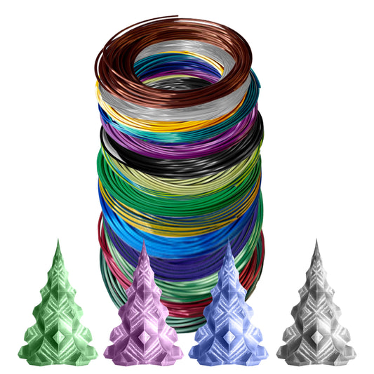 PLA Filament 1.75mm | 3D Printer Pla Filament Bundle | 16 Colors, 10 Dual & 4 Triple Color Silk Shiny PLA 10m, 160m | 1 Luminous Green Fluorescent & 1 PETG High Toughness PLA | 3D Pen Materia - WoodArtSupply