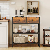 HOOBRO 29.5" Narrow Console Table with 2 Fabric Drawers, Small Entryway Table with 3-Tier Storage Shelves, Thin Sofa Table, Side Table, for Living Room, Hallway, Rustic Brown and Black BF72XG01 HOOBRO