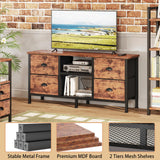 Furologee TV Stand Dresser with 4 Drawers, Small TV Console Table with Open Shelf, Entertainment Center for 50" TV, Industrial Media Center for Bedroom, Living Room, Rustic Brown Furologee