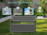 70 Gallon Outdoor Storage Bench Deck Box Lockable for Patio Furniture, Outdoor Porch Bench with Storage Waterproof for Cushions, Garden Tools and Pool Supplies, Grey LHBcraft