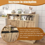 HSSZXFR 13 Gallon Trash Can Cabinet Wooden Fluted Furniture, Double Garbage Cabinet for Kitchens, Tilt Out Trash and Recycle Can Cabinet Combo Free Standing (Light Wood) HSSZXFR